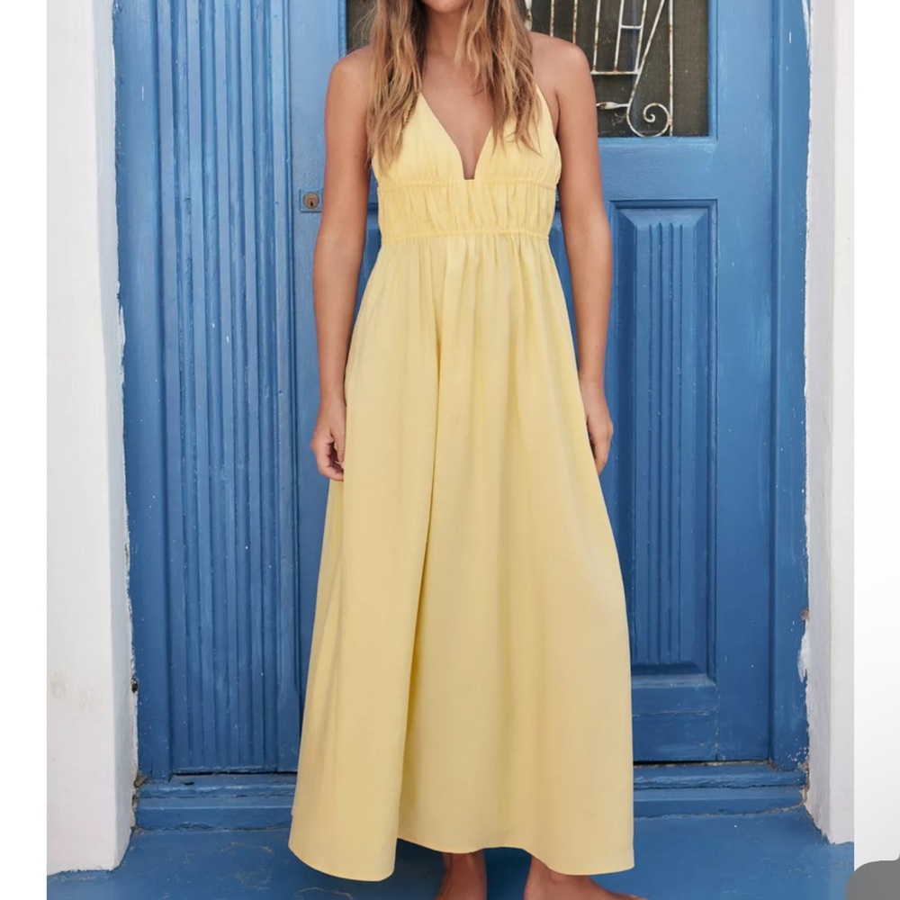 FLOWY MIDI DRESS YELLOW